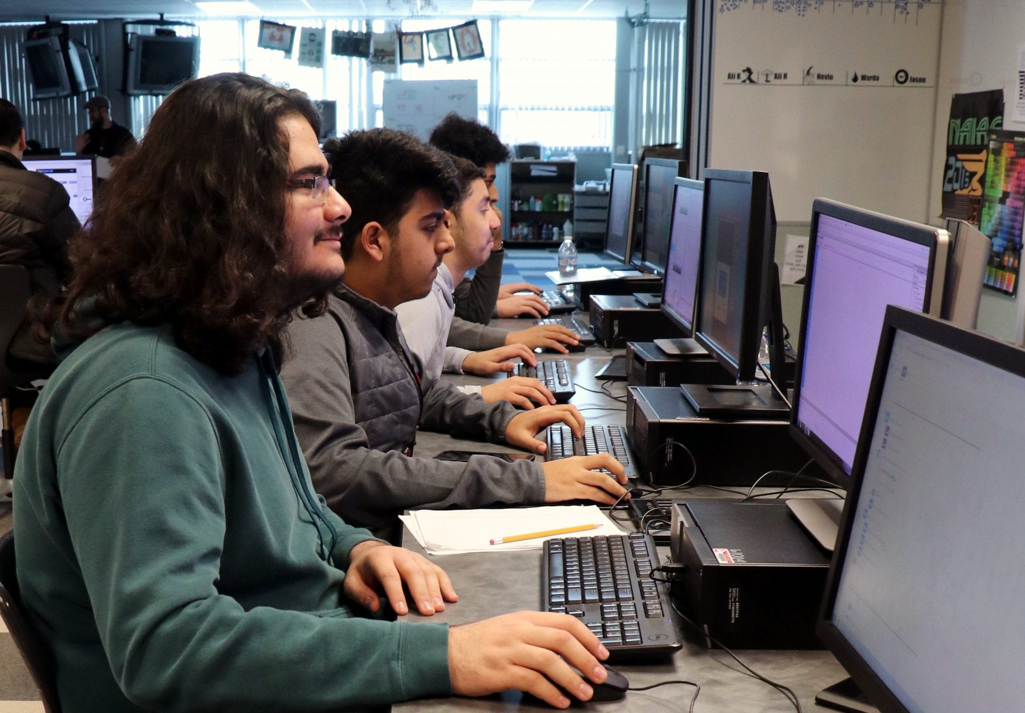 Students work on computers at Michael Berry Career Center.