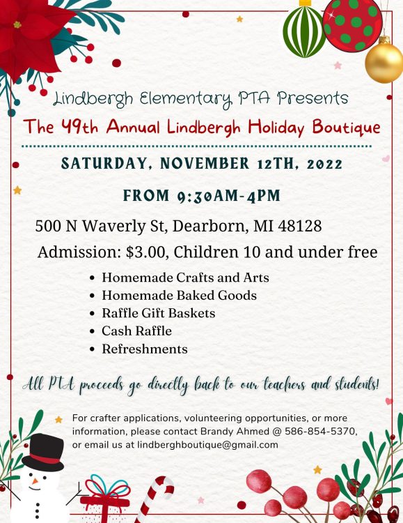 Flyer for Lindbergh Holiday Boutique