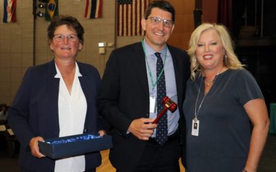 Superintendent Maleyko presented with gavel as incoming state association president