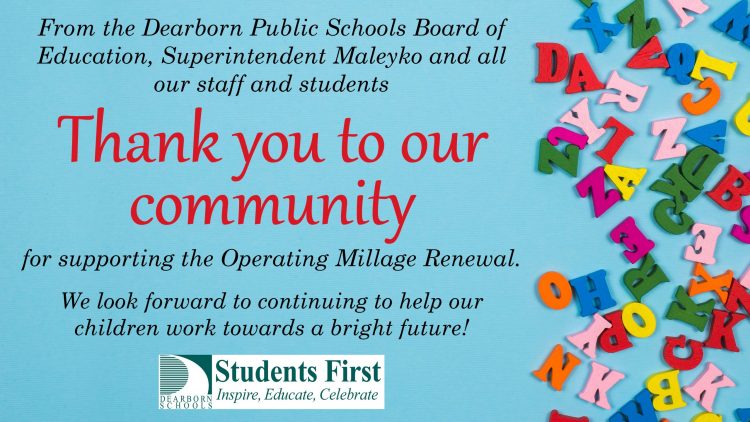 Graphic thanking the community for supporting the Operating Millage Renewal