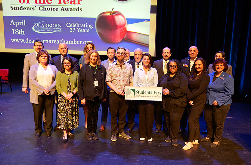 Dignitaries and winning teachers pose for a photo at the 2024 Teacher of the Year Awards