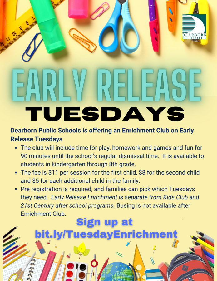 Flier for Early Release Tuesdays enrichment