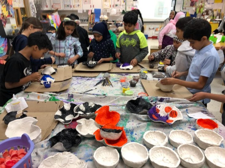 Miller students work on bowls for the 2024 Empty Bowls fundraiser