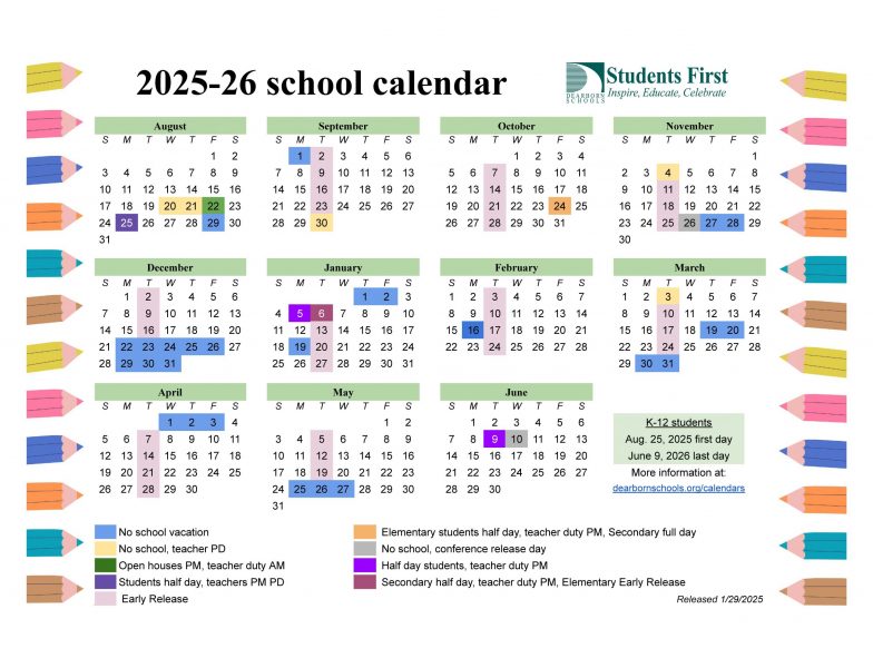 Graphic depicting 2025-26 school year calendar