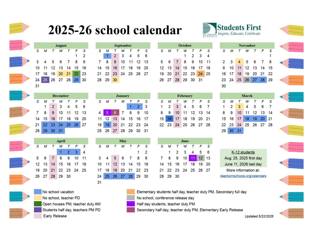 Calendar changes for 2025 26 school year The First Bell