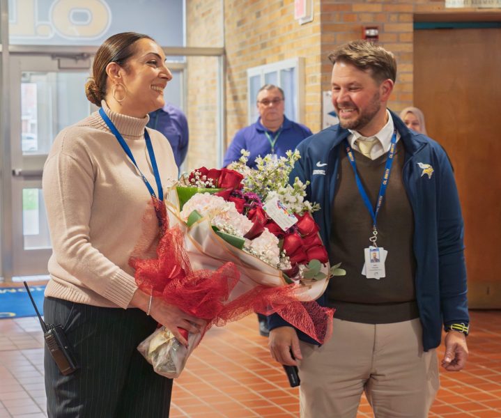 PR 12 Smith principals celebrate Smith Assistant Principal Maha Fayad and Smith Principal Mark Rummel