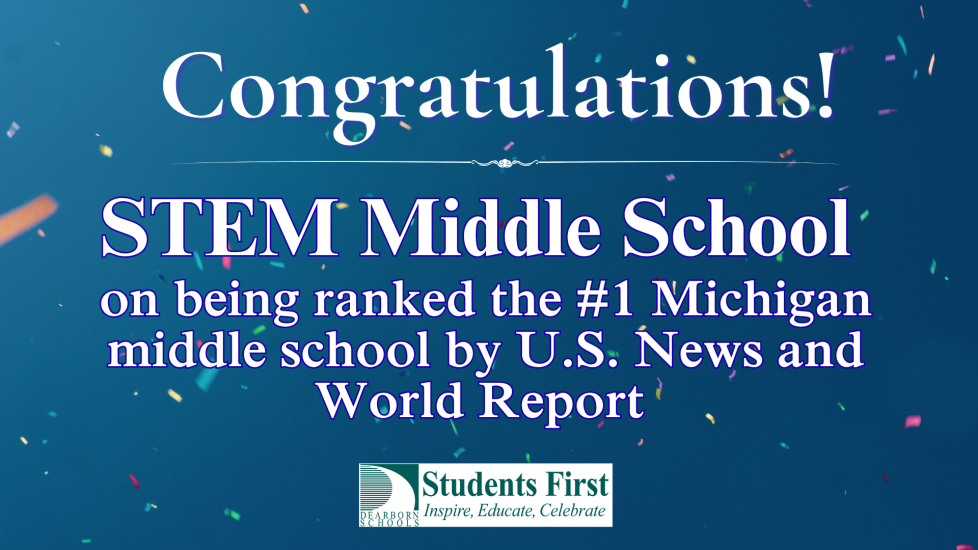 STEM top ranked 2025 Graphic congratulating STEM on being top middle school.