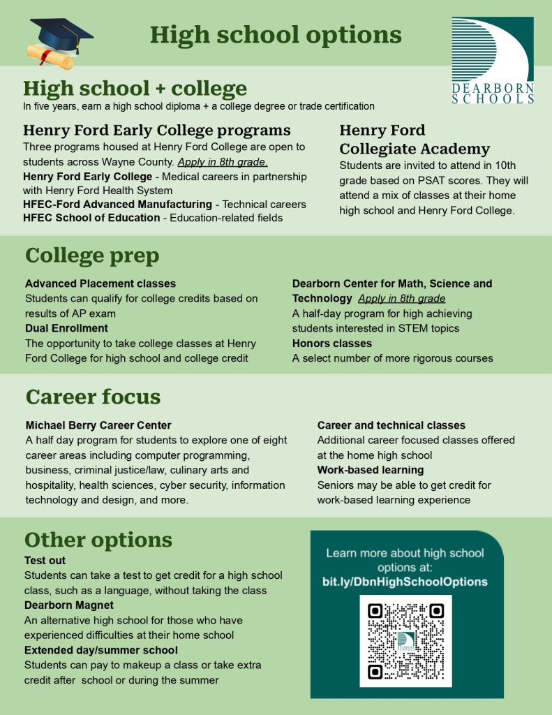 Eighth graders and parents invited to learn about high school options – Dearborn Public Schools