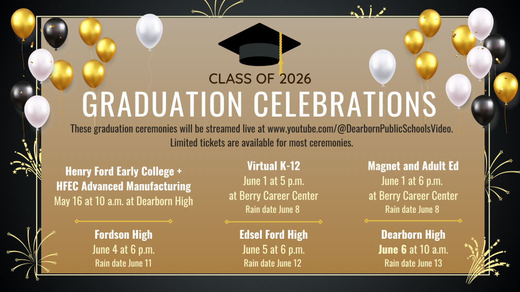 Flyer for 2026 graduation dates and livestreams