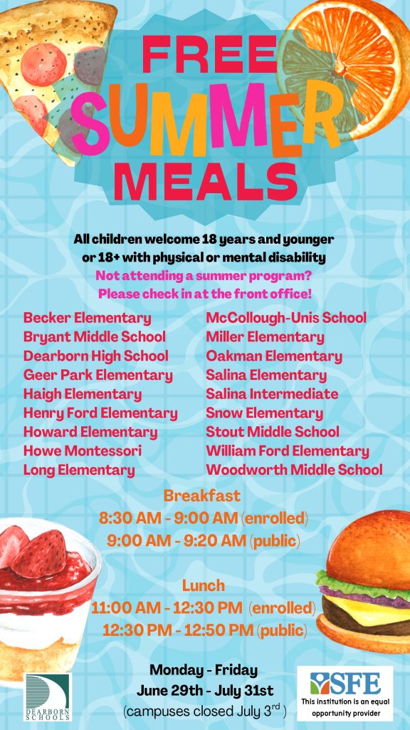 Flyer with information for the 2026 summer meals program