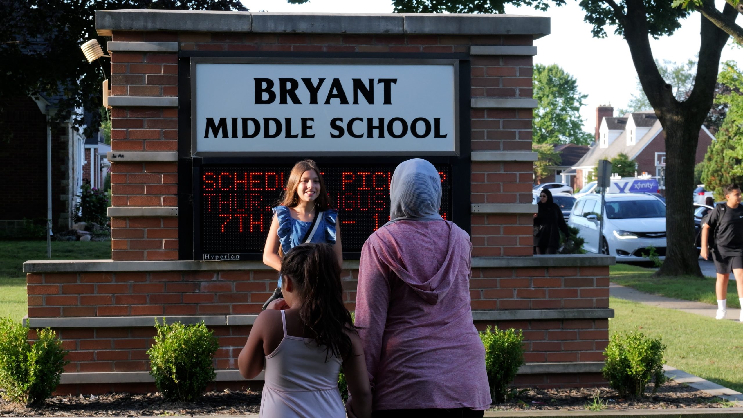 A Bryant student poses for a picture on the first day of school on Aug. 25, 2025.