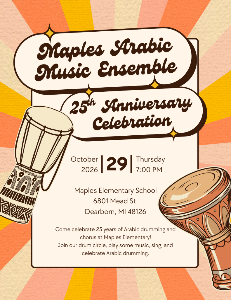 Flyer for Maples Arabic Music Ensemble 25th anniversary